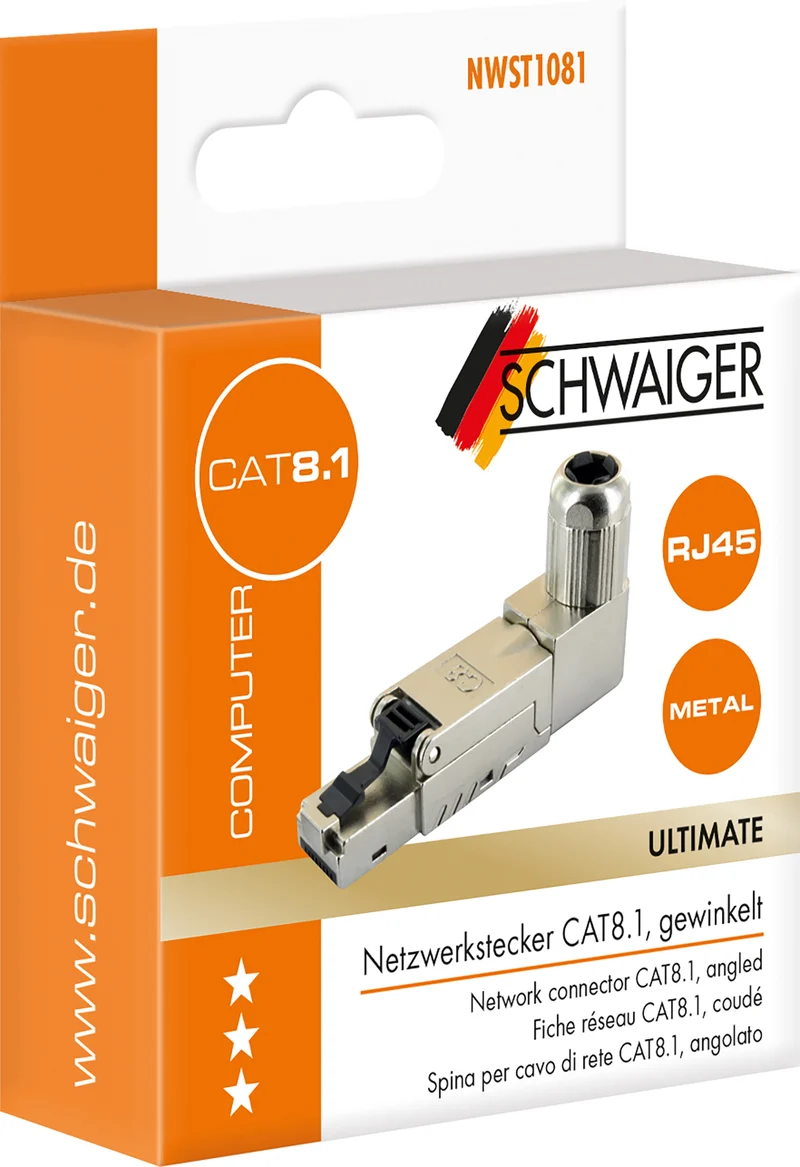 Netzwerkstecker CAT8.1 gewinkelt
