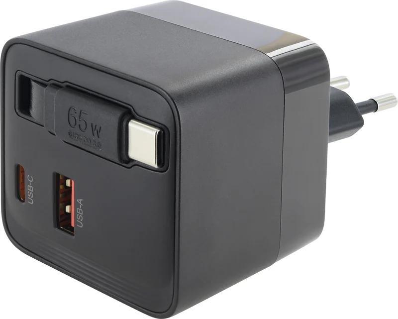 Schnell-Ladegerät mit ausziehbarem Kabel 65W