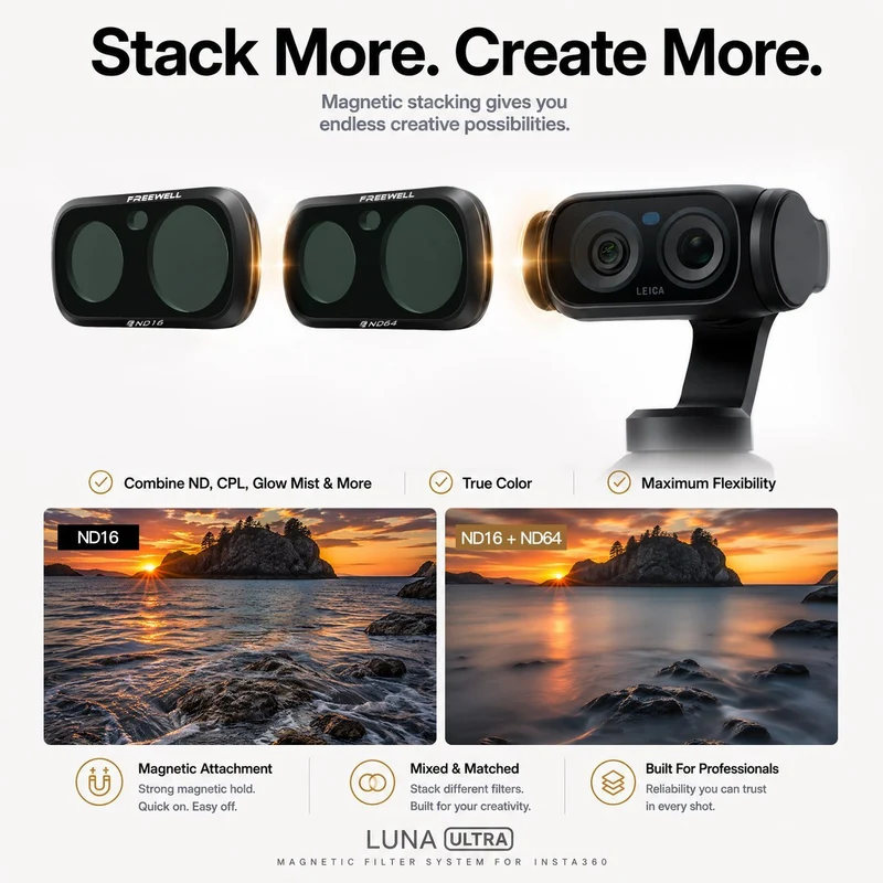 Freewell 4-pack Standard Day Series Filter Set for Insta360 Luna Ultra