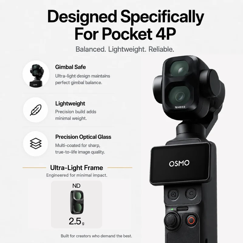 Freewell 4-pack Standard Day Series Filter Set for DJI Osmo Pocket 4P (Black)