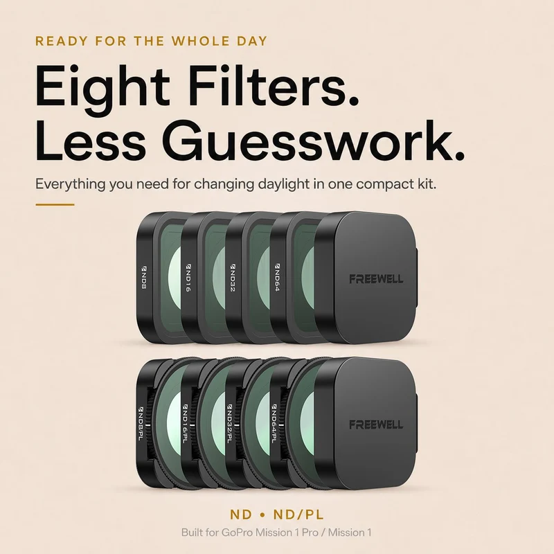 Freewell 8-pack All Day Filter Set for GoPro Mission 1 / Mission 1 Pro