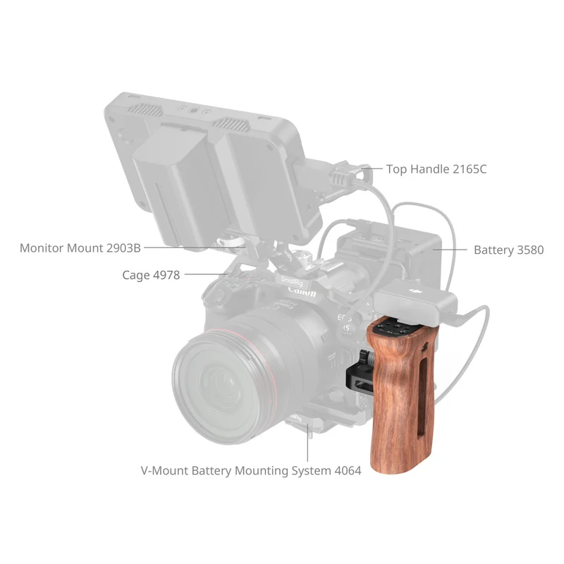 SmallRig Wooden Side Handle with 1/4"-20 Screws HSN2093D