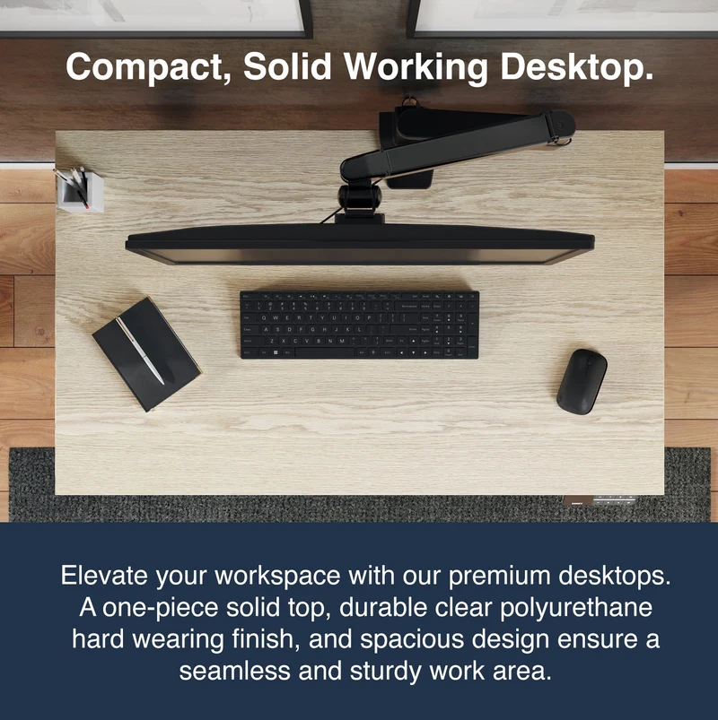 Desky Dual Mini Sit Stand Desk 900x500 Black Desktop and White Frame