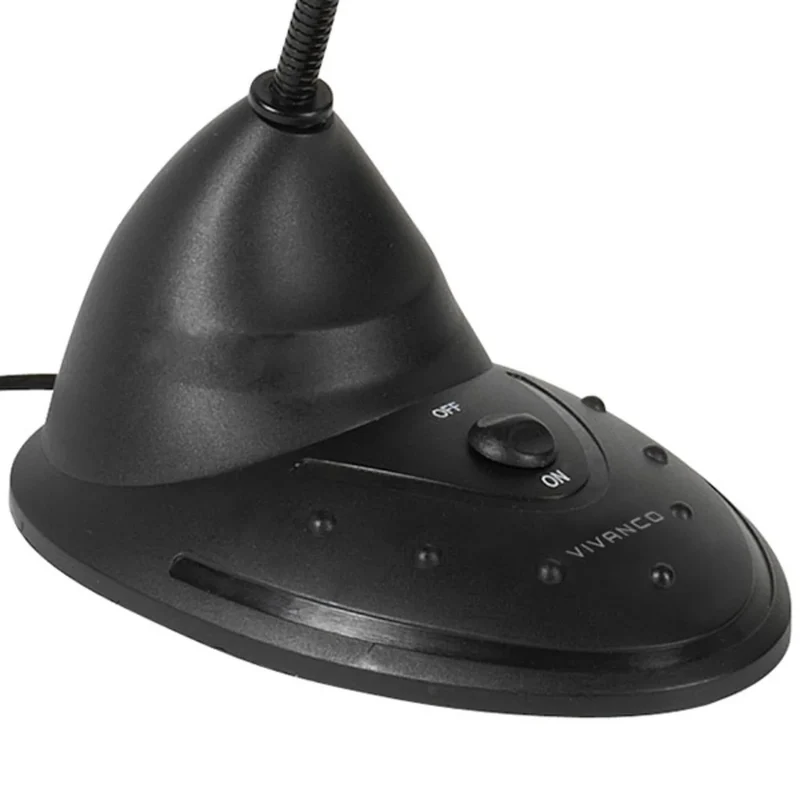 VIVANCO Hochwertiges Tischmikrofon, kompatibel mit 3,5 mm Geräten, Schwanenhals, Stummschalter, höhenverstellbar, 1,8m Kabel