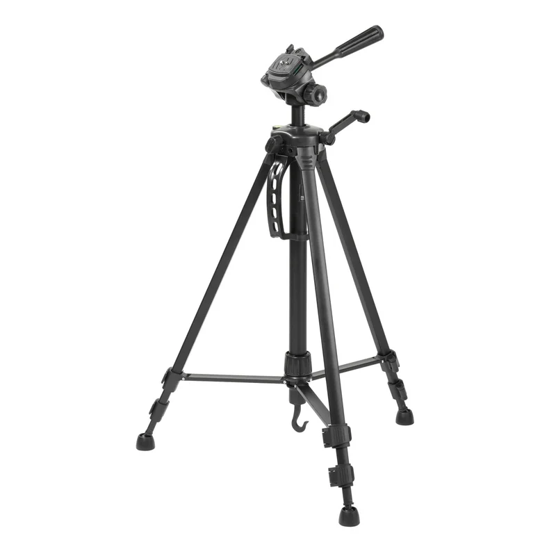VIVANCO Hochwertiges Kamerastativ aus Aluminium, 145 cm Höhe, 3-Wege-Stativkopf, Tragetasche, bis 3 kg belastbar