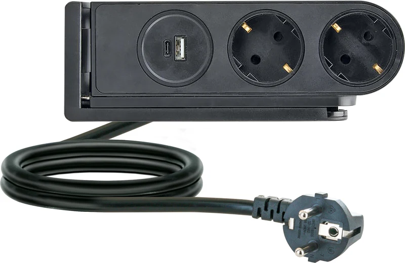 Tischsteckdose 2fach mit USB-C/A Anschluss