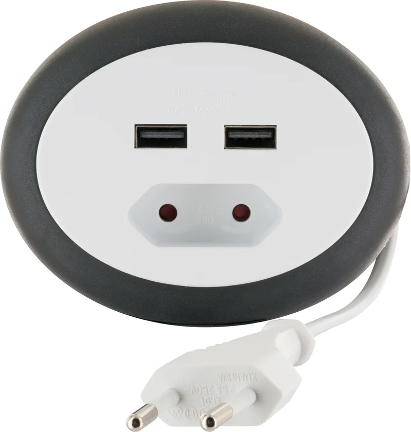 Kabeltrommel Eurostecker 2x USB-A Slots