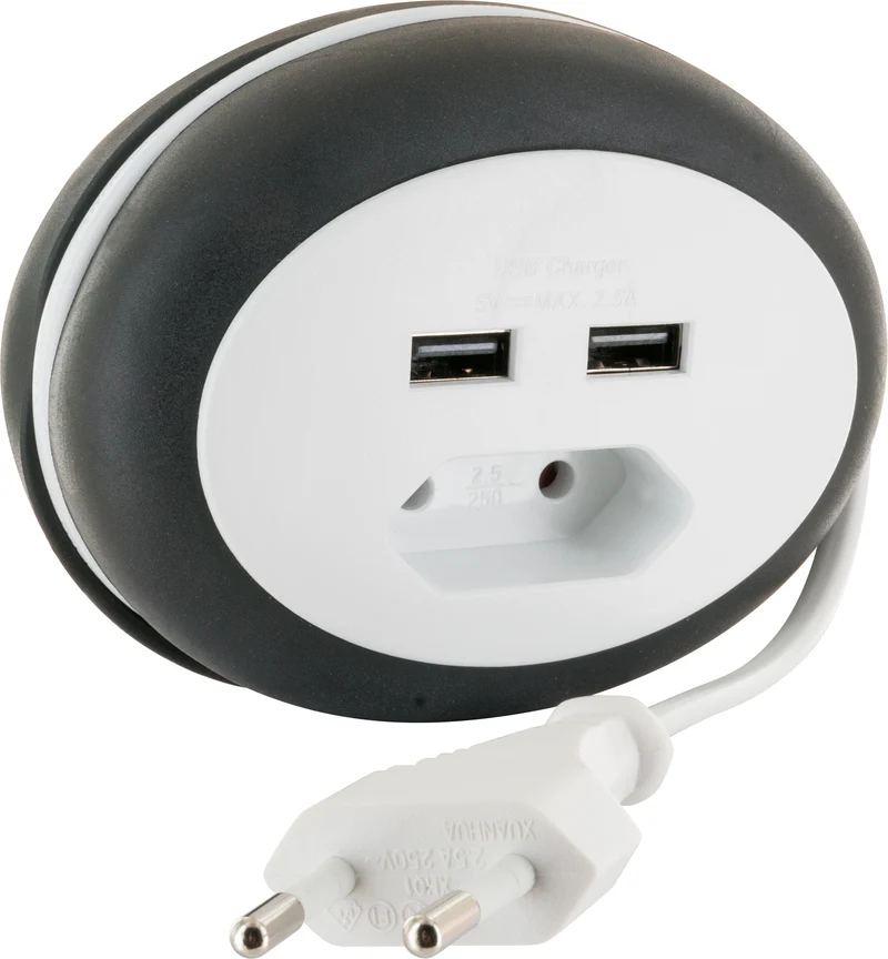 Kabeltrommel Eurostecker 2x USB-A Slots