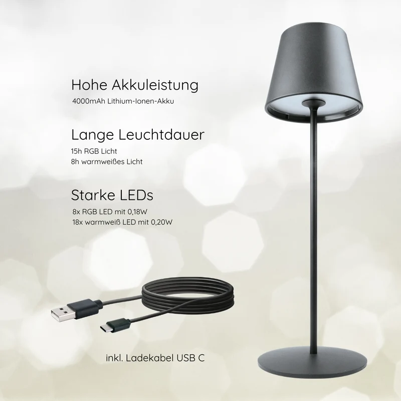Tischleuchte mit Touchsteuerung aus Metall
