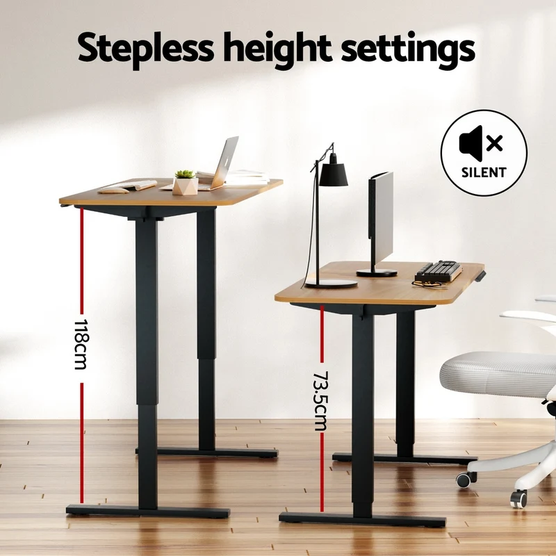 Artiss Electric Standing Desk 140cm Adjustable Height Motorised Home Office Desk Oak Black