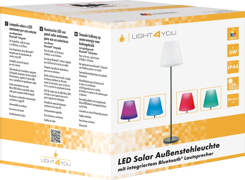Solar-Stehleuchte mit Lautsprecher 1,5 m RGB