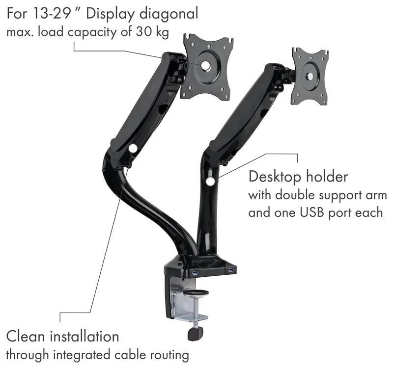 Monitor Tischhalter "FULL MOTION 2" für 2 Monitore bis 29 Zoll