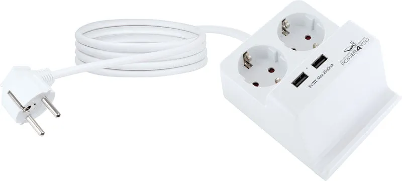 Smartphone-Halter mit 2x Steckdose + 2x USB 2.0 A