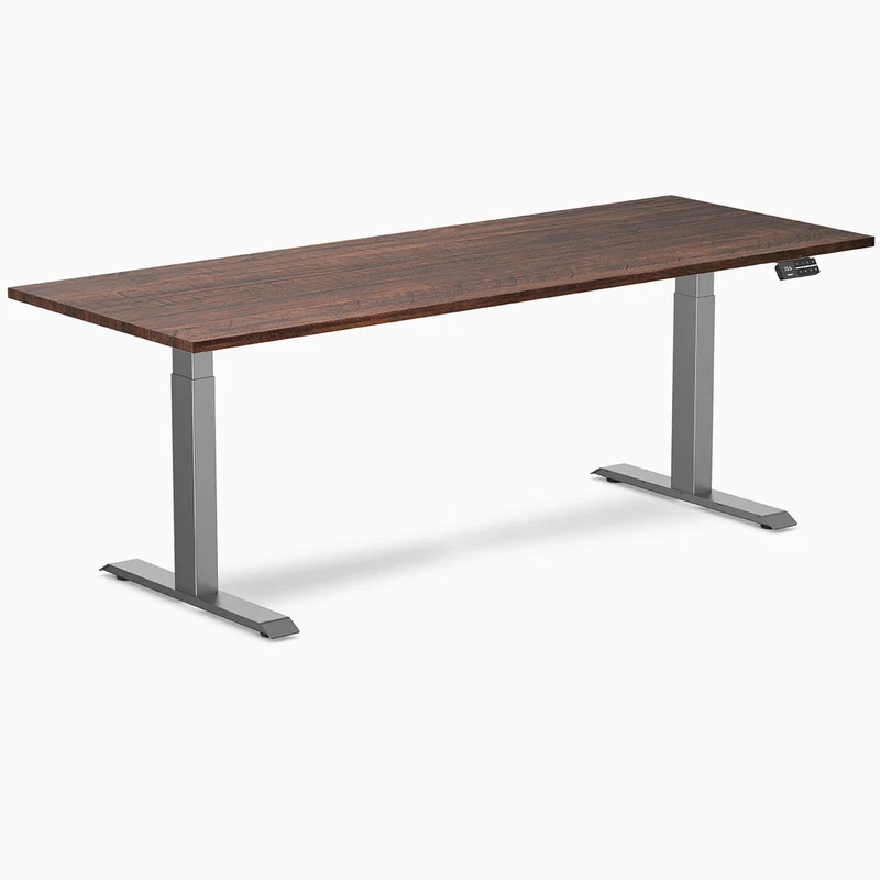 Desky Dual Softwood Sit Stand Desk 200cm American Rustic Pine Desktop and Wheat Frame