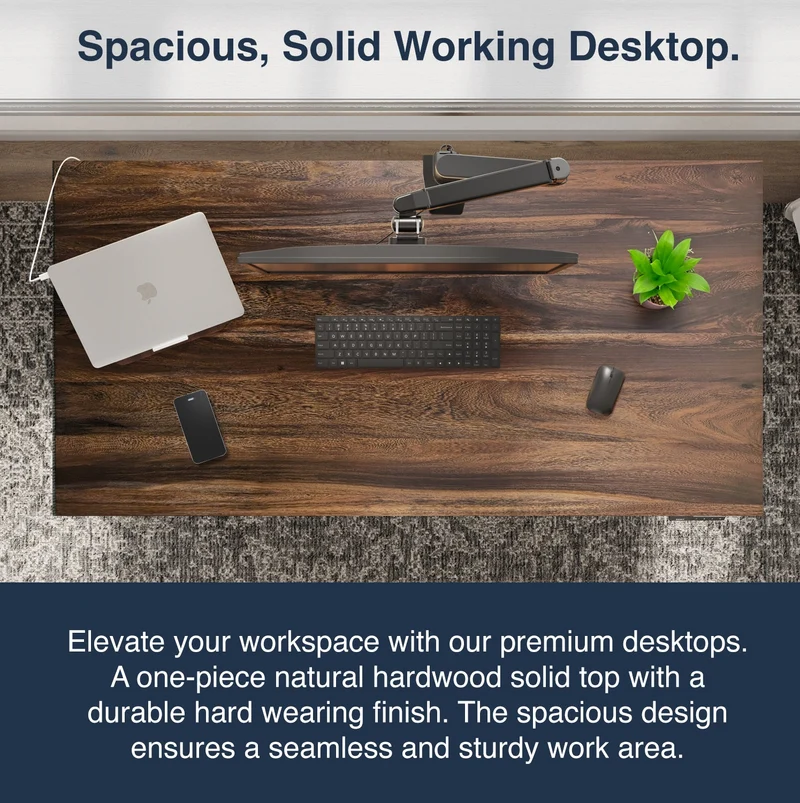 Desky Dual Hardwood Sit Stand Desk 200cm Acacia Desktop and Wheat Frame