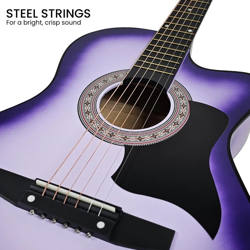 Karrera 38in Cutaway Acoustic Guitar with Carry Bag (Purple Burst)