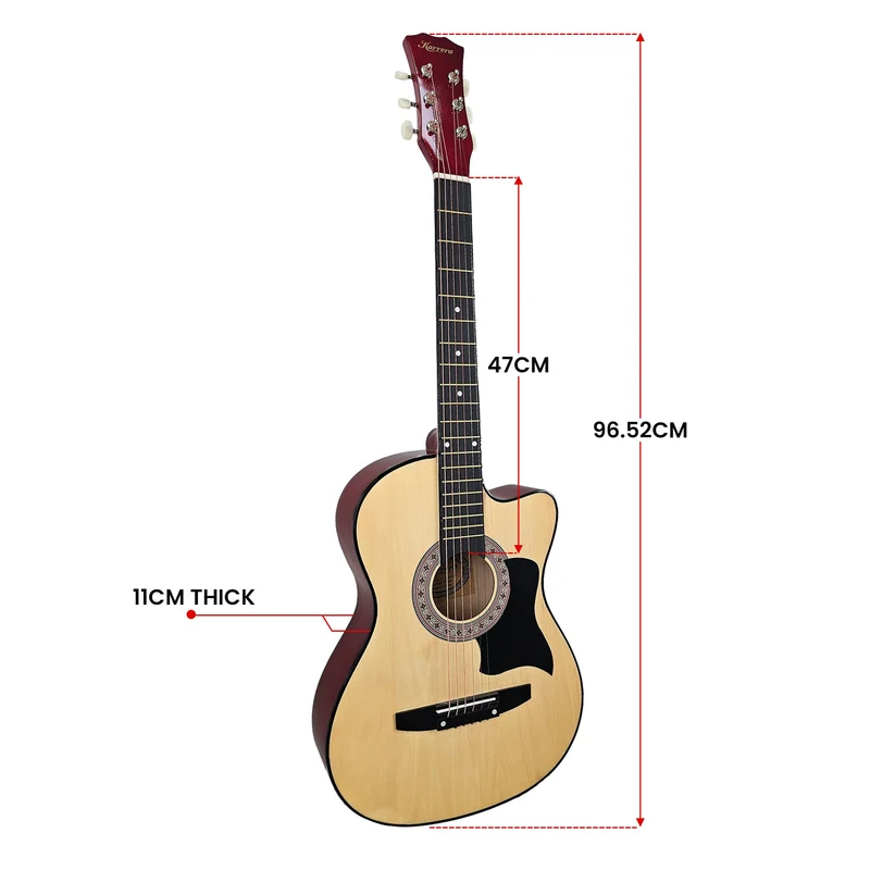 Karrera 38" Pro Cutaway Acoustic Guitar with Carry Bag (Natural)