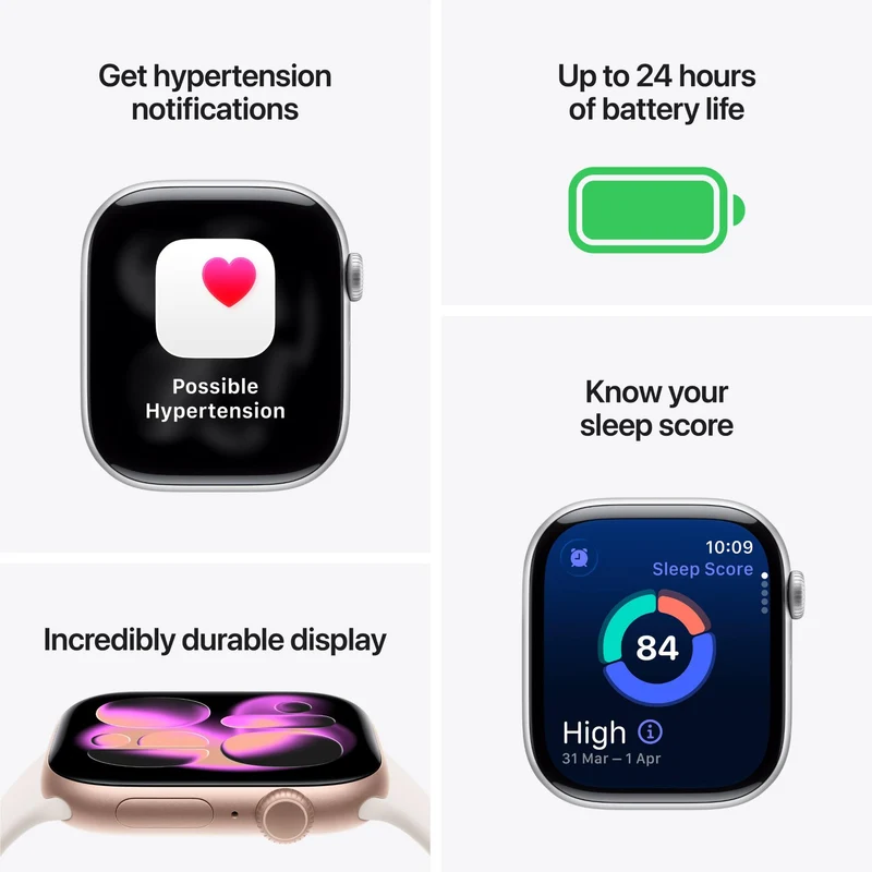 Apple Watch Series 11 46mm Silver Aluminium Case GPS + Cellular Sport Band (M/L) [Purple Fog]