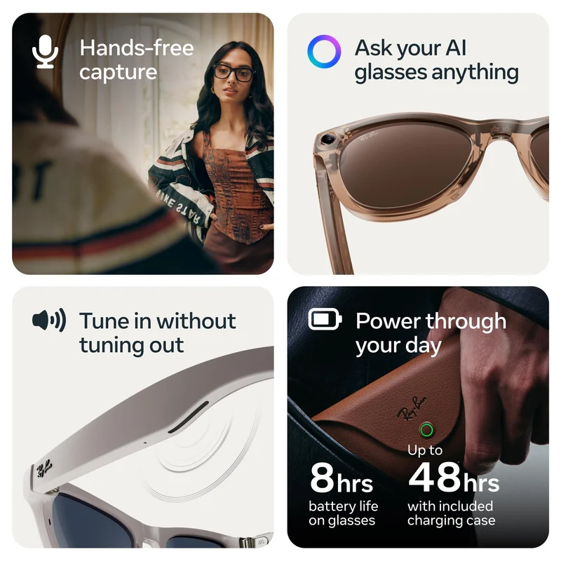 Ray-Ban | Meta Skyler Gen 2 AI Glasses (Shiny Transparent Peach/Transitions Brown)