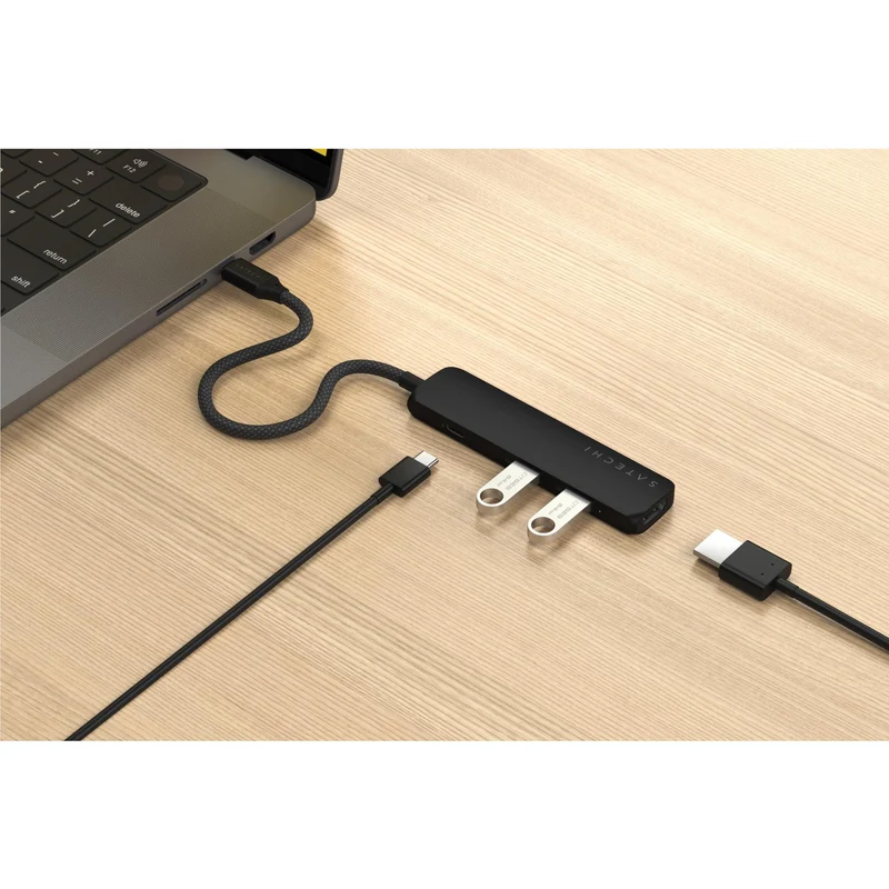 Satechi 4-in-1 USB-C Slim Multiport Adapter 4K (Black)