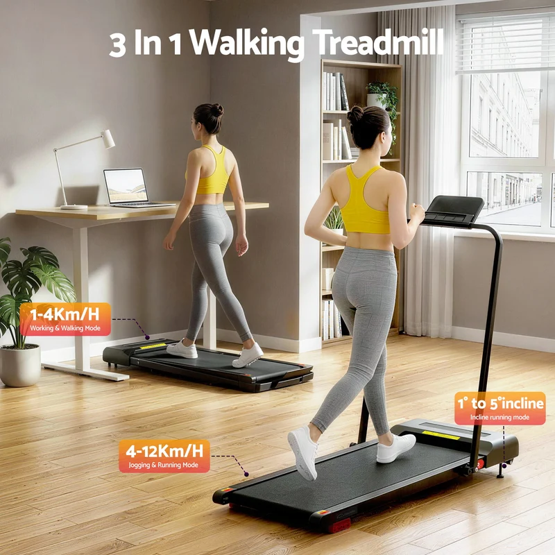 Everfit Treadmill Electric Walking Pad Incline Under Desk 380mm (Black)