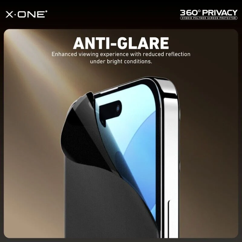 X.One [360 Privacy] Hybrid Polymer Impact Screen Protector iPh-16 Pro / 17 / 17 Pro [Privacy] - Clear