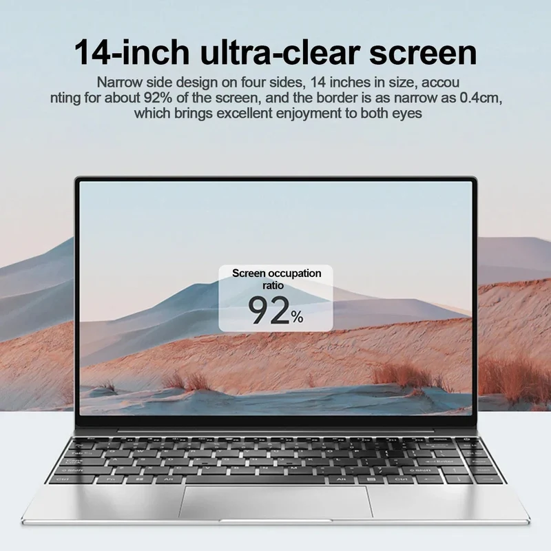 14.1 collu īpaši plāns klēpjdators, 16 GB RAM 2 TB SSD Intel N3700 piezīmjdators Gamer 1920*1080 displejs biroja mācību dators dators Windows 11 Pro