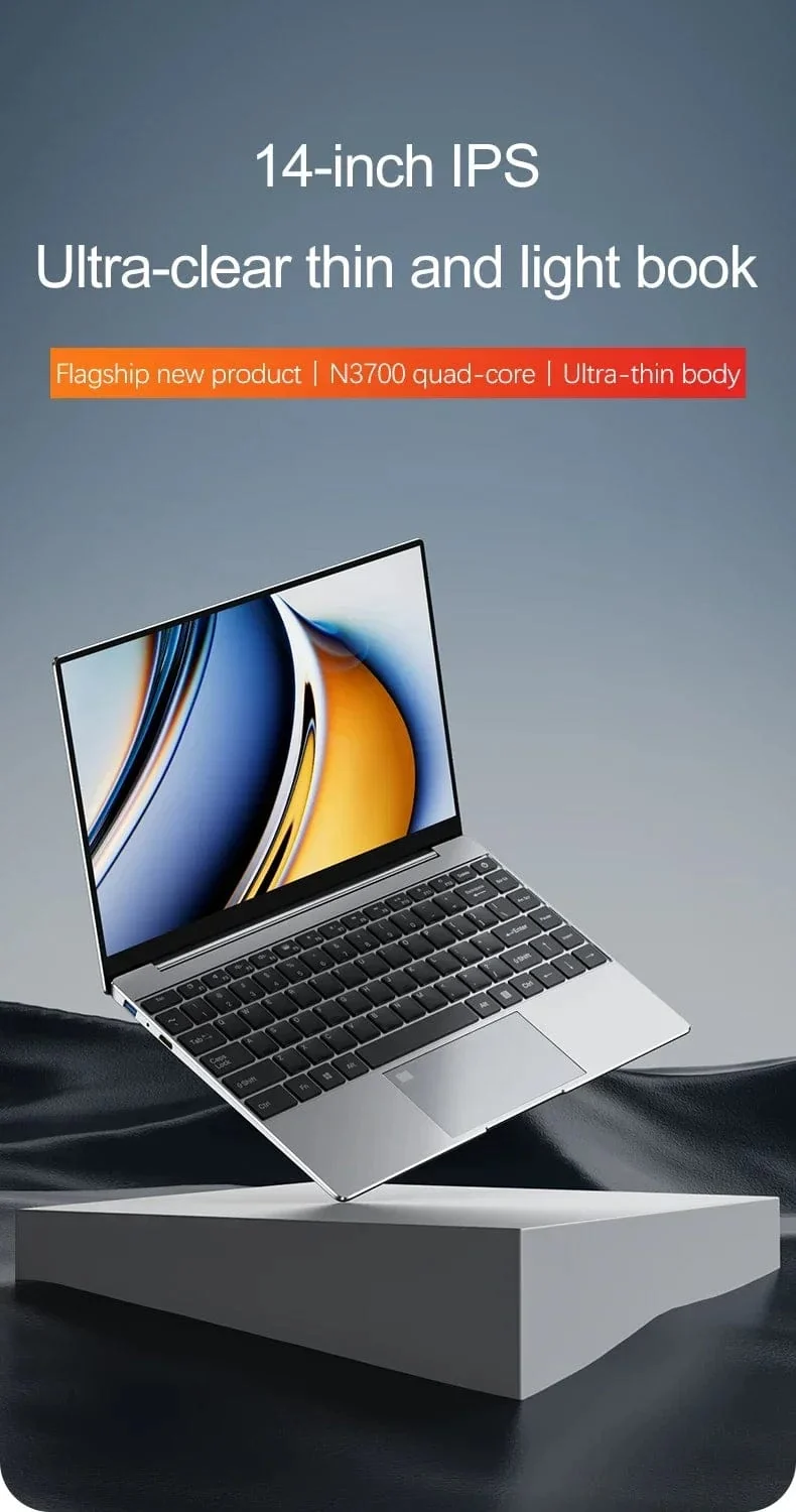 14.1 collu īpaši plāns klēpjdators, 16 GB RAM 2 TB SSD Intel N3700 piezīmjdators Gamer 1920*1080 displejs biroja mācību dators dators Windows 11 Pro