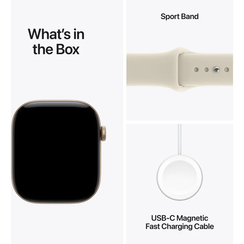 Apple Watch Series 12 46mm Light Gold Aluminium Case GPS + Cellular Sport Band (S/M) [Sand]