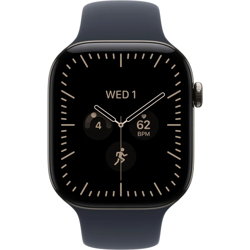 Apple Watch Series 12 42mm Natural Titanium Case GPS + Cellular Sport Band (M/L) [Navy Blue]