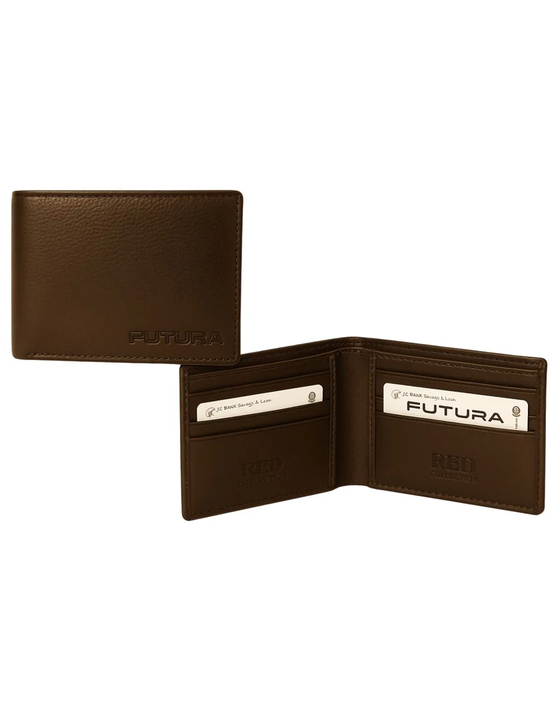 Futura Mens RFID Protected Slim Genuine Leather Wallet - Tan
