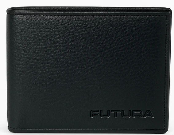 Futura Mens RFID Protected Slim Genuine Leather Wallet - Black