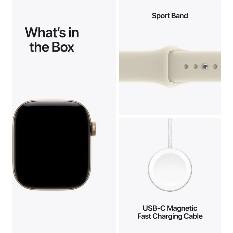Apple Watch Series 12 42mm Light Gold Aluminium Case GPS + Cellular Sport Band (S/M) [Sand]