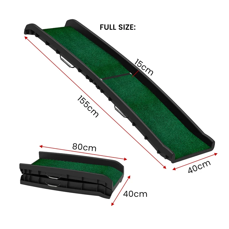 Furtastic Foldable Dog Ramp with Non Slip Synthetic Grass Lightweight Plastic Portable Pet Ramp for Car SUV