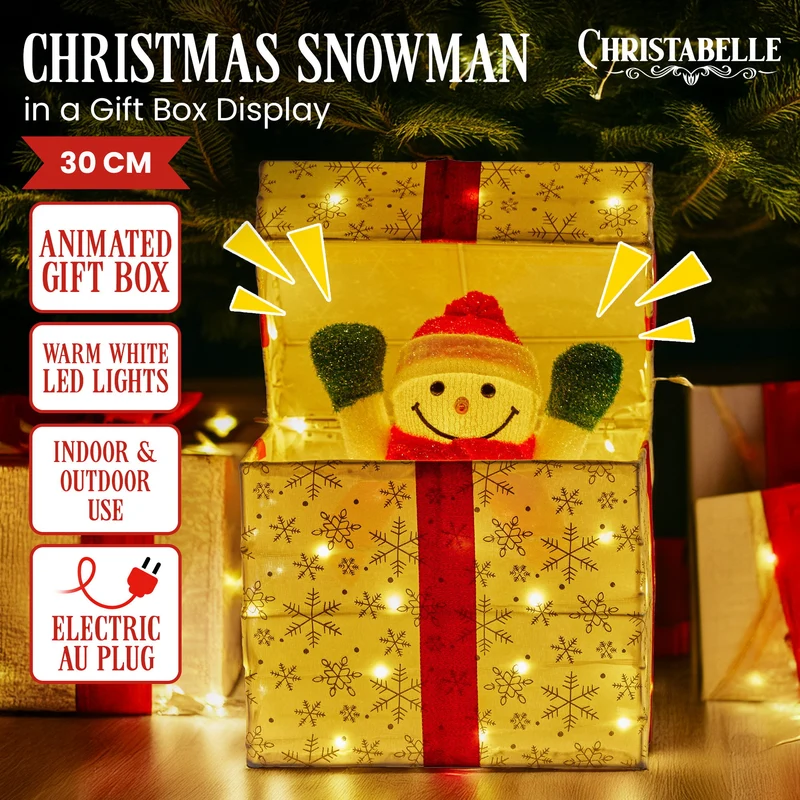 Christabelle Animated Snowman Gift Box LED Ornament