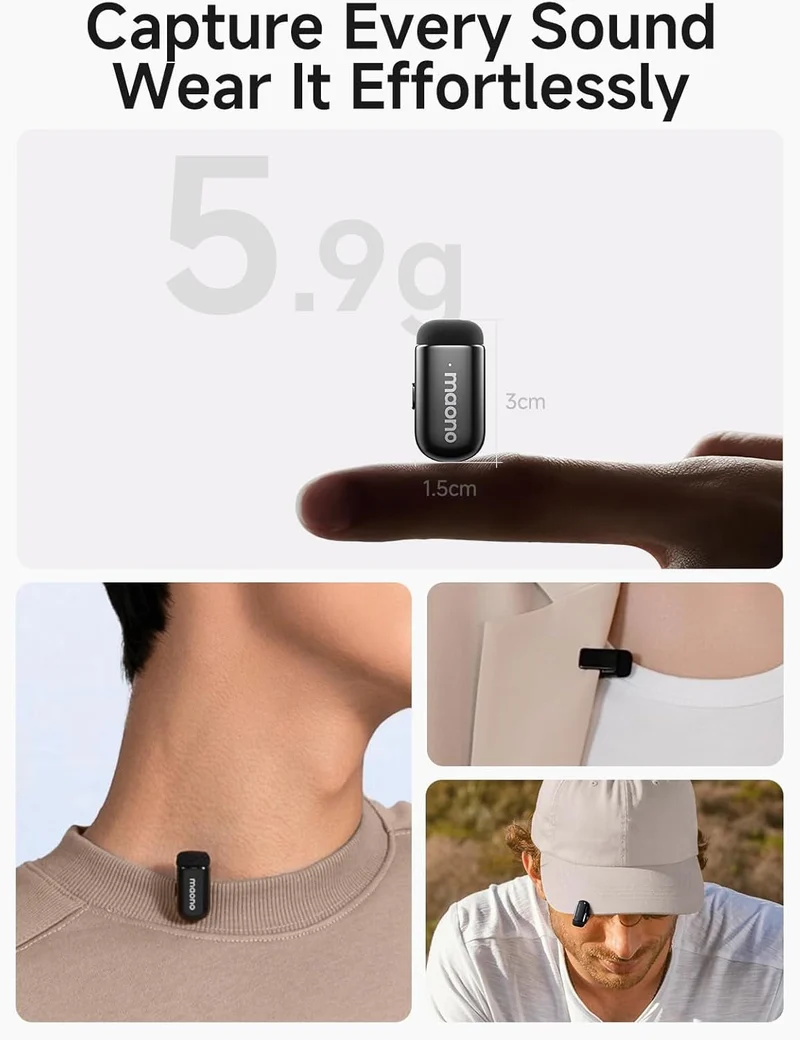 MAONO WAVE T1 MINI Wireless Lavalier Microphone Type-C with Charger Case