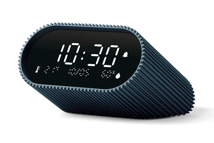 Lexon Ray Clock LCD Alarm Clock with Temp & Humidity Display (Blue)