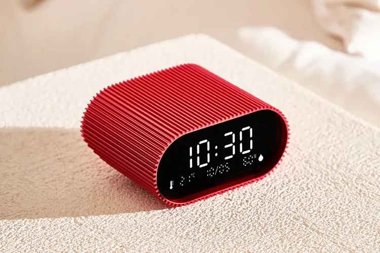 Lexon Ray Clock Lcd Alarm Clock with Temp and Humidity Display (Red)