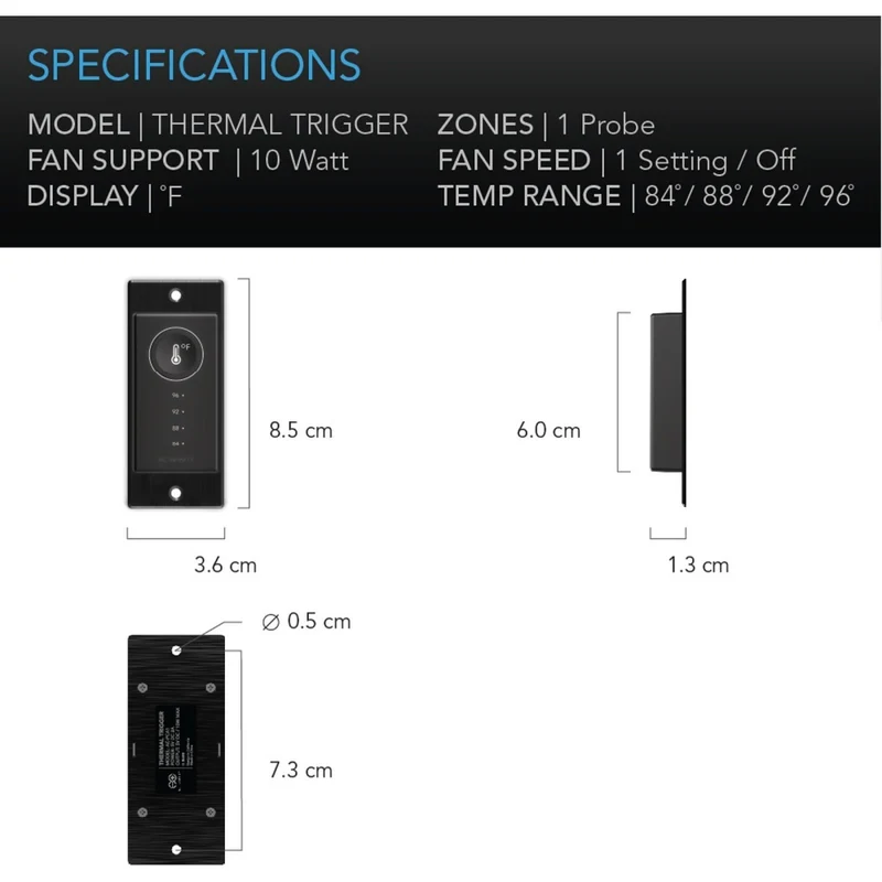 AC Infinity Controller 1 Pre-Set Thermal Trigger USB Fans Black