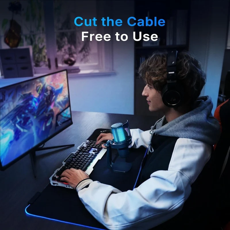MAONO DGM20WS Wireless RGB Gaming Microphone with Book Arm - Black