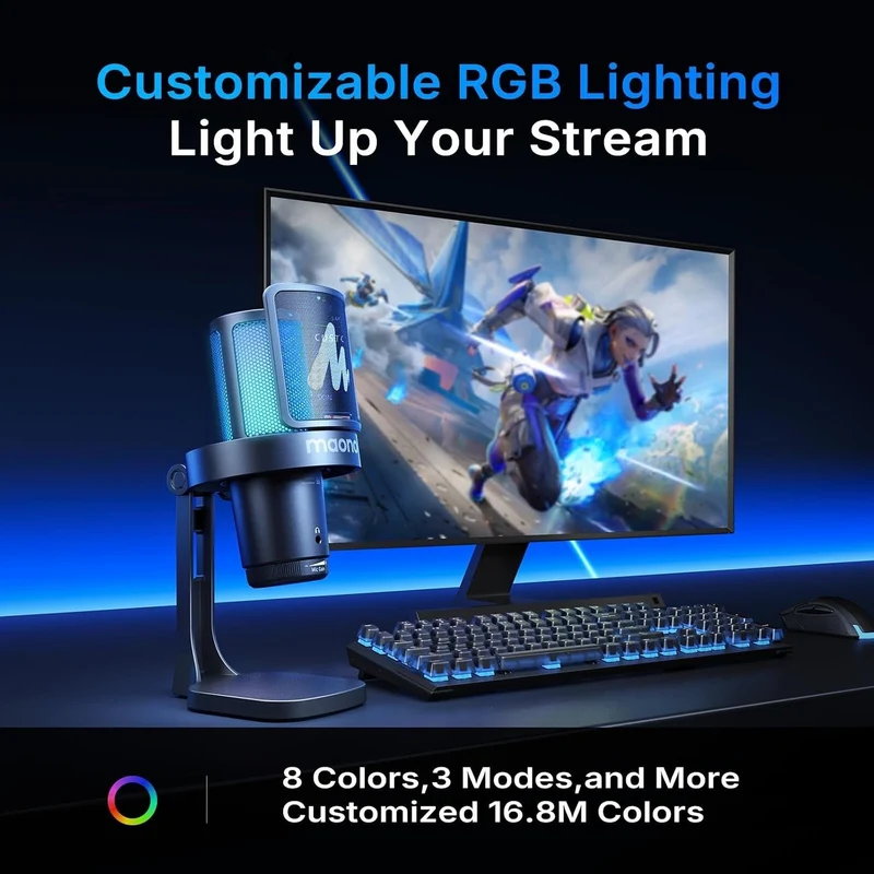 MAONO DGM20WS Wireless RGB Gaming Microphone with Book Arm - Black