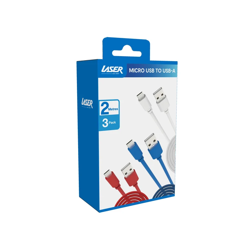 Laser 2m (3-pack) Micro USB to USB Cable (Multicolor)