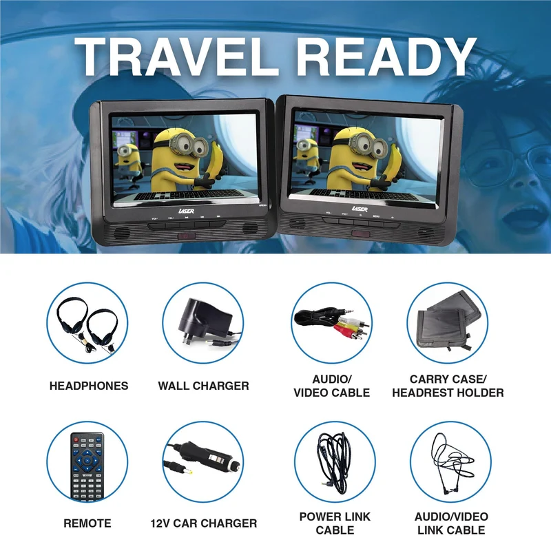 Laser 9" Dual Portable DVD Player