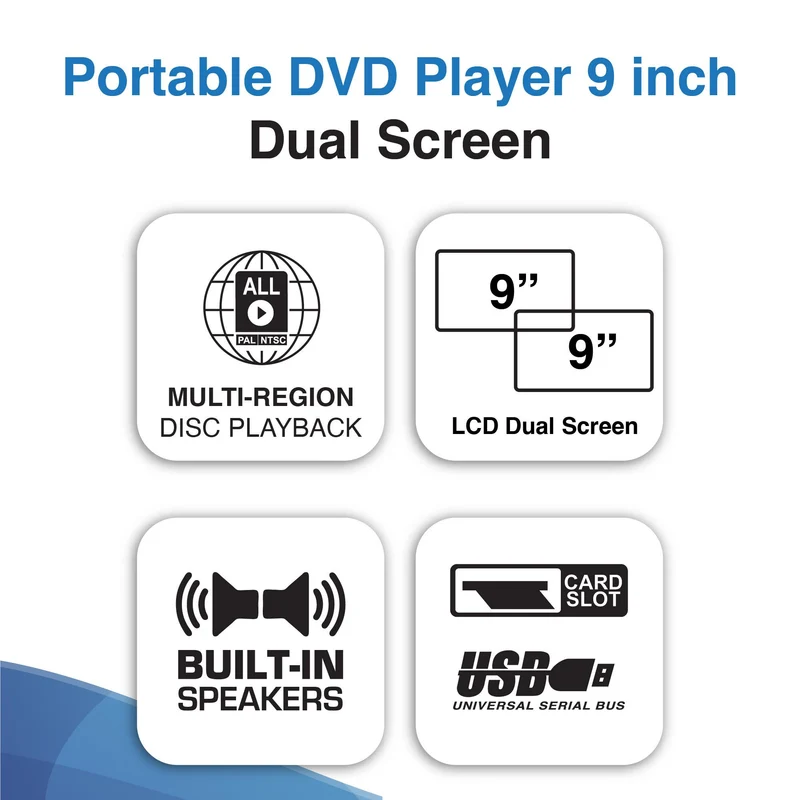 Laser 9" Dual Portable DVD Player