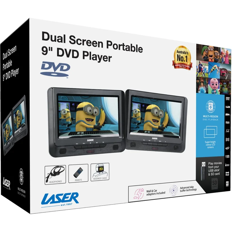 Laser 9" Dual Portable DVD Player