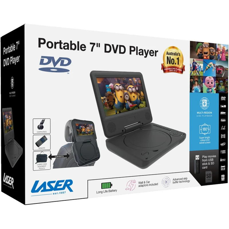 Laser 7" Portable DVD Player