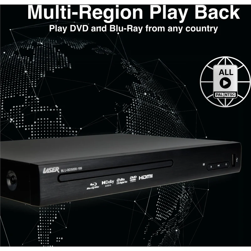 Laser Full HD Blu Ray Player with Multi Region Playback