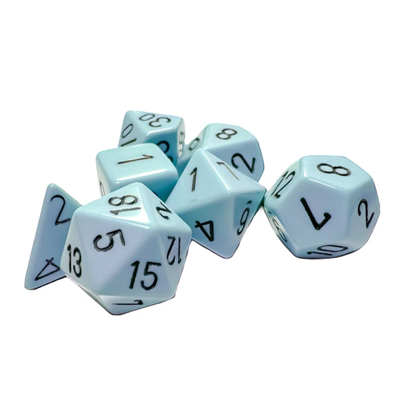 Chessex CHX 25466 Opaque Polyhedral Pastel Blue/Black 7-Die RPG Dice Set