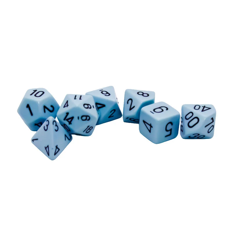 Chessex CHX 25466 Opaque Polyhedral Pastel Blue/Black 7-Die RPG Dice Set