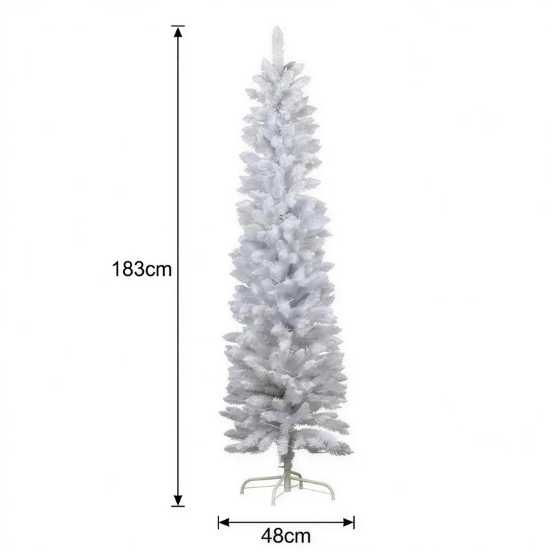 Christabelle 1.8m 6ft White Fairy Floss Christmas Tree Pre Lit RGB LED Flocked Slim 20 Modes Festive Holiday Decoration